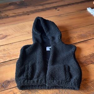 Old Navy Black Sherpa Hooded Vest for Kids